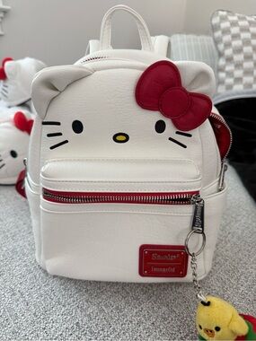 Loungefly Hello Kitty White Mini Backpack with Red Bow